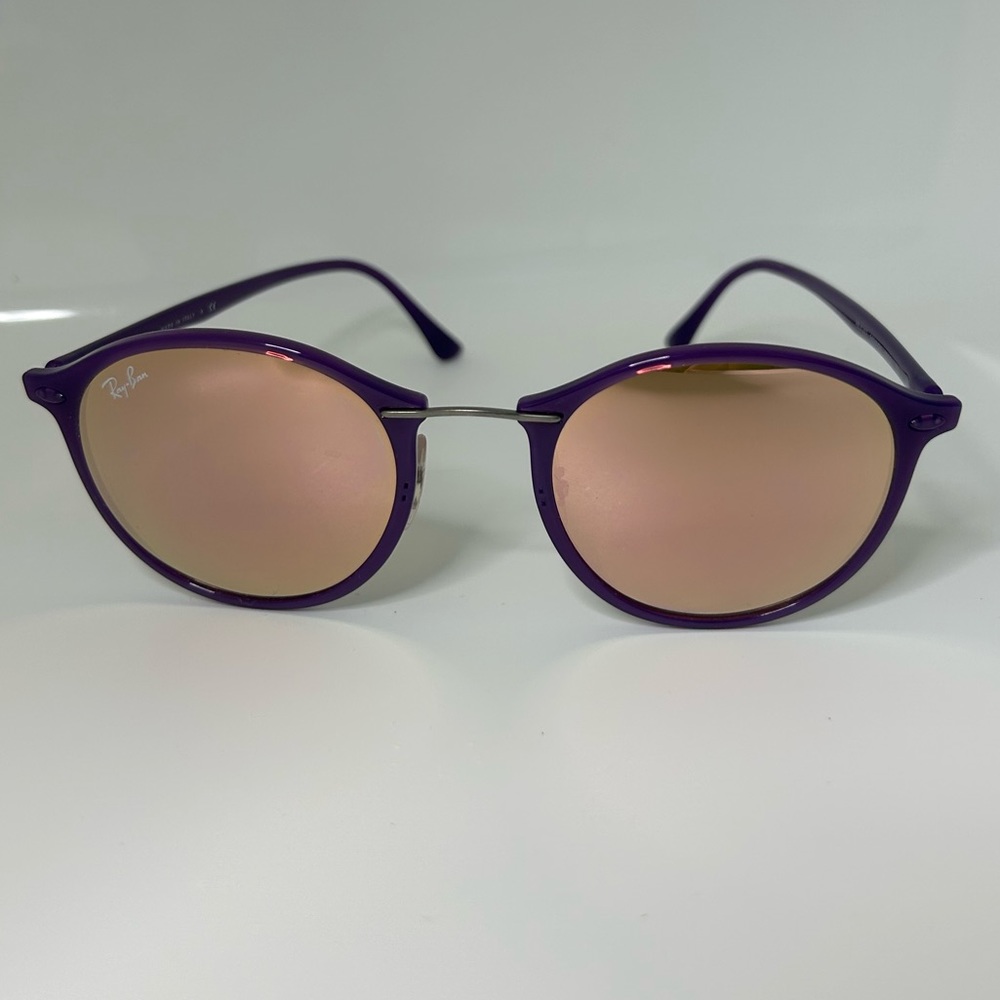 RayBan Purple Round LightRay w/ Rose Mirror Lenses Never Worn 4242 6034/2Y 49/21